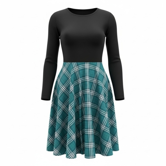 no brand Other - Black and Blue/Green Plaid Kids Dress EUC Size 6/7